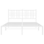 Estructura de cama con cabecero metal blanca 140x200 cm de , Camas y somieres - Ref: Foro24-376374, Precio: 111,79 €, Descuen...