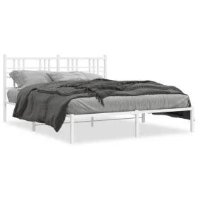 Estructura de cama con cabecero metal blanca 160x200 cm de , Camas y somieres - Ref: Foro24-376376, Precio: 113,70 €, Descuen...