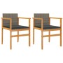 Sillas de jardín y cojines 2 uds ratán PE gris y madera maciza de , Sillas de jardín - Ref: Foro24-368712, Precio: 144,06 €, ...
