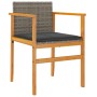 Sillas de jardín y cojines 2 uds ratán PE gris y madera maciza de , Sillas de jardín - Ref: Foro24-368712, Precio: 144,06 €, ...