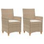 Sillas de jardín con cojín 2 uds ratán PE beige y madera acacia de , Sillas de jardín - Ref: Foro24-368719, Precio: 205,51 €,...