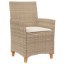 Sillas de jardín con cojín 2 uds ratán PE beige y madera acacia de , Sillas de jardín - Ref: Foro24-368719, Precio: 205,51 €,...