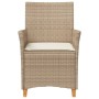 Sillas de jardín con cojín 2 uds ratán PE beige y madera acacia de , Sillas de jardín - Ref: Foro24-368719, Precio: 205,51 €,...