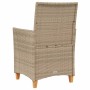 Sillas de jardín con cojín 2 uds ratán PE beige y madera acacia de , Sillas de jardín - Ref: Foro24-368719, Precio: 205,51 €,...
