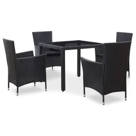 Juego de comedor de jardín 5 piezas ratán sintético negro de vidaXL, Conjuntos de jardín - Ref: Foro24-45978, Precio: 366,61 ...