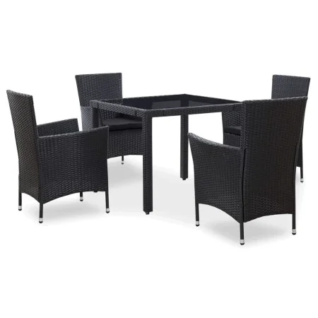 Juego de comedor de jardín 5 piezas ratán sintético negro de vidaXL, Conjuntos de jardín - Ref: Foro24-45978, Precio: 366,61 ...
