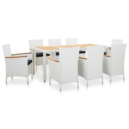 Conjunto de comedor de jardín 9 piezas ratán sintético blanco de vidaXL, Conjuntos de jardín - Ref: Foro24-45980, Precio: 581...