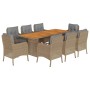 Set comedor de jardín 9 pzas con cojines ratán sintético beige de , Conjuntos de jardín - Ref: Foro24-3211903, Precio: 1,00 €...