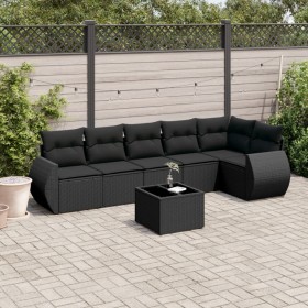 Set de comedor de jardín 7 pzas y cojines ratán sintético negro de , Conjuntos de jardín - Ref: Foro24-3253732, Precio: 465,3...