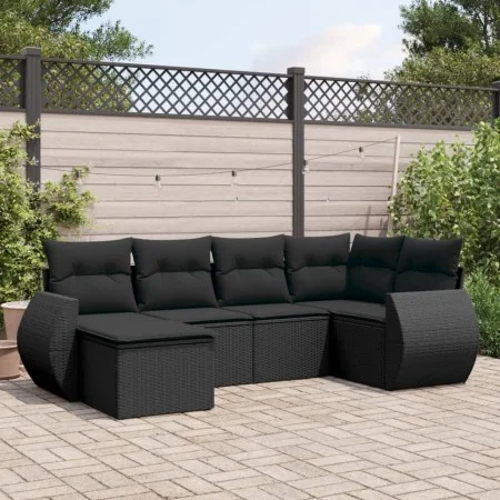 6-piece garden sofa set and black synthetic rattan cushions by , Garden sets - Ref: Foro24-3253992, Price: 397,90 €, Discount: %