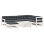 Set muebles jardín con cojines 8 pzas madera maciza pino blanco de , Conjuntos de jardín - Ref: Foro24-3250601, Precio: 722,7...