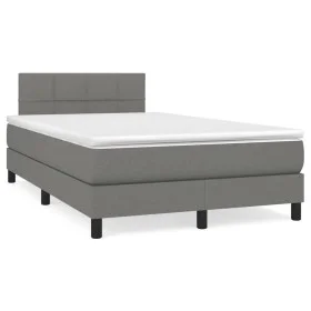 Cama box spring con colchón y LED tela marrón oscuro 120x190 cm de , Camas y somieres - Ref: Foro24-3270040, Precio: 433,11 €...