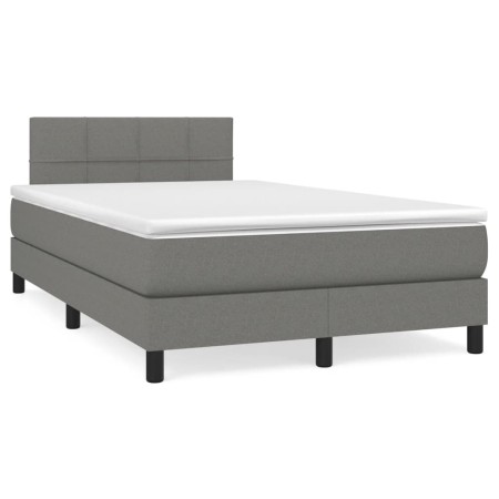 Cama box spring con colchón y LED tela marrón oscuro 120x190 cm de , Camas y somieres - Ref: Foro24-3270040, Precio: 405,92 €...