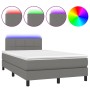 Cama box spring con colchón y LED tela marrón oscuro 120x190 cm de , Camas y somieres - Ref: Foro24-3270040, Precio: 405,92 €...