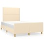 Estructura de cama con cabecero tela crema 120x190 cm de , Camas y somieres - Ref: Foro24-3270511, Precio: 162,30 €, Descuent...