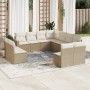 Set de sofás de jardín 11pzas con cojines ratán sintético beige en Conjuntos de jardín | Comprar online en Foru.es