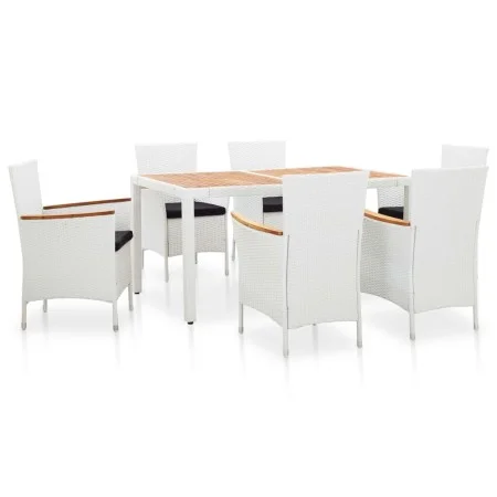 Juego de comedor de jardín 7 piezas ratán sintético blanco de vidaXL, Conjuntos de jardín - Ref: Foro24-45981, Precio: 421,31...