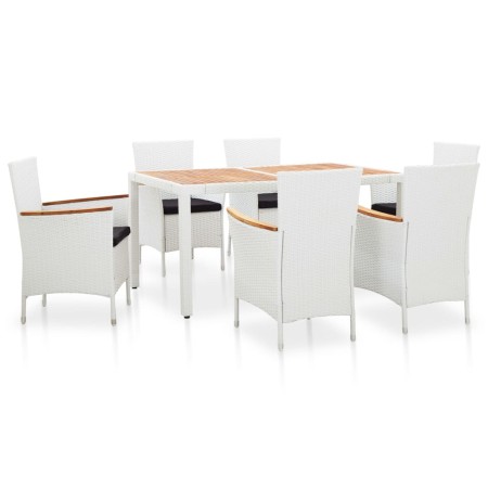 Juego de comedor de jardín 7 piezas ratán sintético blanco de vidaXL, Conjuntos de jardín - Ref: Foro24-45981, Precio: 404,81...