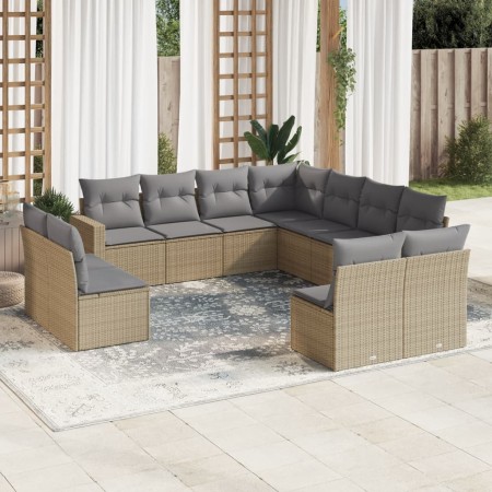 Set de sofás de jardín 11pzas con cojines ratán sintético beige en Conjuntos de jardín | Comprar online en Foru.es