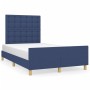 Estructura de cama con cabecero tela azul 120x190 cm de , Camas y somieres - Ref: Foro24-3270547, Precio: 178,37 €, Descuento: %