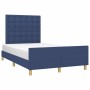 Estructura de cama con cabecero tela azul 120x190 cm de , Camas y somieres - Ref: Foro24-3270547, Precio: 178,37 €, Descuento: %
