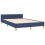 Estructura de cama con cabecero tela azul 120x190 cm de , Camas y somieres - Ref: Foro24-3270547, Precio: 178,37 €, Descuento: %