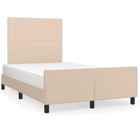 Estructura cama y cabecero cuero sintético capuchino 120x190 cm de , Camas y somieres - Ref: Foro24-3270553, Precio: 165,35 €...