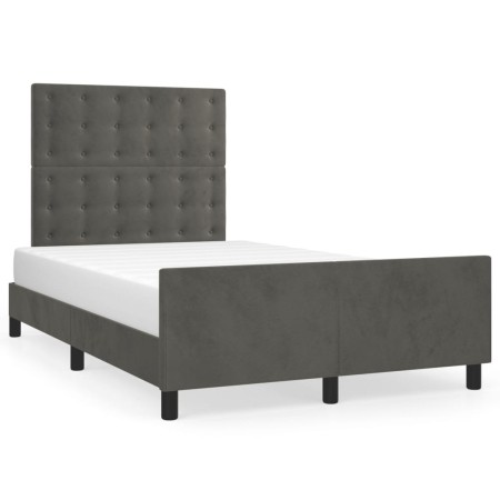 Estructura cama con cabecero terciopelo gris oscuro 120x190 cm de , Camas y somieres - Ref: Foro24-3270603, Precio: 161,47 €,...