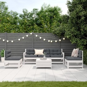 Set muebles jardín 6 pzas con cojines madera maciza pino blanco de , Conjuntos de jardín - Ref: Foro24-3250733, Precio: 513,2...