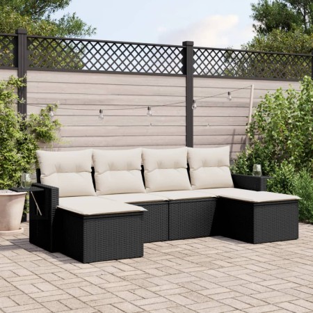 Set de sofás de jardín 6 piezas y cojines ratán sintético negro de , Conjuntos de jardín - Ref: Foro24-3252853, Precio: 356,7...