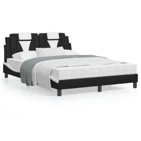 Estructura cama cabecero cuero sintético negro blanco 120x200cm de , Camas y somieres - Ref: Foro24-3208087, Precio: 146,76 €...
