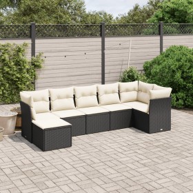Set de comedor de jardín 7 pzas y cojines ratán sintético negro de , Conjuntos de jardín - Ref: Foro24-3263192, Precio: 387,4...
