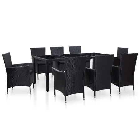 Juego de comedor de jardín 9 piezas ratán sintético negro de vidaXL, Conjuntos de jardín - Ref: Foro24-45976, Precio: 771,91 ...