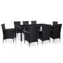 Juego de comedor de jardín 9 piezas ratán sintético negro de vidaXL, Conjuntos de jardín - Ref: Foro24-45976, Precio: 771,91 ...