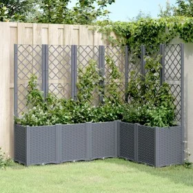 Jardinera con enrejado PP gris 160x120x140 cm de , Maceteros y jardineras - Ref: Foro24-367876, Precio: 236,03 €, Descuento: %