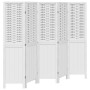 Biombo separador de 5 paneles madera maciza Paulownia blanco de , Divisores de ambientes - Ref: Foro24-358725, Precio: 131,36...