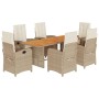 Set comedor de jardín 7 pzas con cojines ratán sintético beige de , Conjuntos de jardín - Ref: Foro24-3212284, Precio: 928,78...