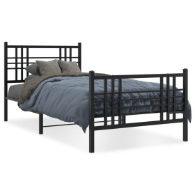 Estructura de cama con cabecero y estribo metal negro 100x190cm de , Camas y somieres - Ref: Foro24-376336, Precio: 86,79 €, ...