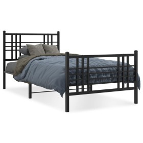Estructura de cama con cabecero y estribo metal negro 90x190 cm de , Camas y somieres - Ref: Foro24-376334, Precio: 82,92 €, ...