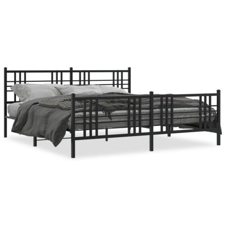 Estructura de cama cabecero y estribo metal negro 193x203 cm de , Camas y somieres - Ref: Foro24-376348, Precio: 144,62 €, De...