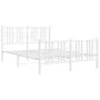 Metal bed frame with headboard and white footboard 120x190 cm by , Beds and slatted bases - Ref: Foro24-376388, Price: 100,15...