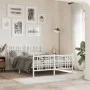 Metal bed frame with headboard and white footboard 120x190 cm by , Beds and slatted bases - Ref: Foro24-376388, Price: 100,15...