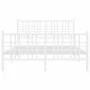 Metal bed frame with headboard and white footboard 120x190 cm by , Beds and slatted bases - Ref: Foro24-376388, Price: 100,15...