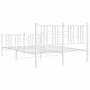 Metal bed frame with headboard and white footboard 120x190 cm by , Beds and slatted bases - Ref: Foro24-376388, Price: 100,15...