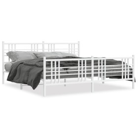 Estructura cama metal con cabecero y estribo blanco 180x200 cm de , Camas y somieres - Ref: Foro24-376395, Precio: 142,57 €, ...