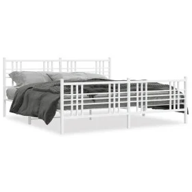 Estructura cama metal con cabecero y estribo blanco 180x200 cm de , Camas y somieres - Ref: Foro24-376395, Precio: 139,46 €, ...