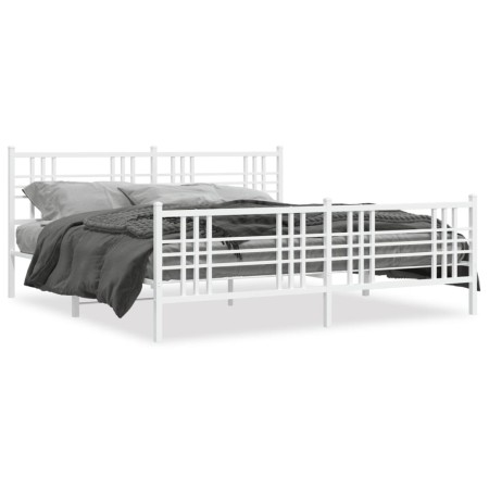 Estructura cama metal con cabecero y pie cama blanco 193x203 cm de , Camas y somieres - Ref: Foro24-376397, Precio: 144,62 €,...