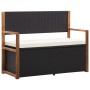 Banco de almacenaje ratán sintético madera acacia negro 115 cm de vidaXL, Bancos de jardín - Ref: Foro24-46010, Precio: 170,6...