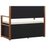 Banco de almacenaje ratán sintético madera acacia negro 115 cm de vidaXL, Bancos de jardín - Ref: Foro24-46010, Precio: 170,6...