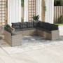 Set muebles jardín 9 pzas y cojines ratán sintético gris claro en Conjuntos de jardín | Comprar online en Foru.es